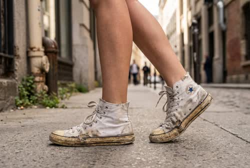 Converse blanches sales portées pieds nus